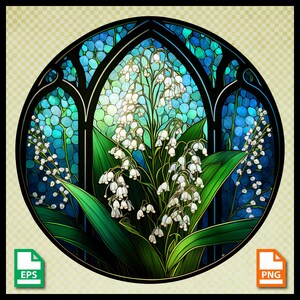 Fleur de naissance de mai le muguet graphique imprimable, clipart, Silhouette Cameo 4, Cricut, png décoratif, conception de vitraux,
