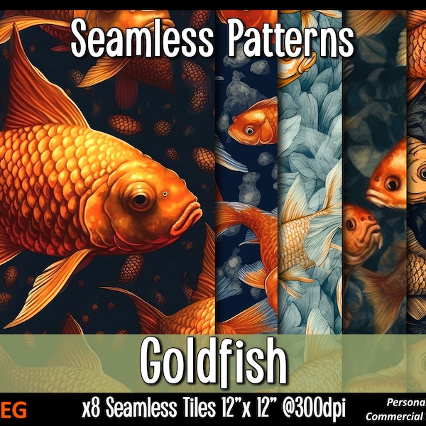 Goldfish seamless pattern  for decoupage digital paper printable scrapbook paper instant download commercial Use fish clipart design