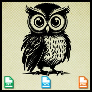 Owl svg, Clipart, eps, Silhouette Cameo 4, Cut your own, Cricut, Digital download, Commercial licence, kawaii, bird of prey, Cute, Animal