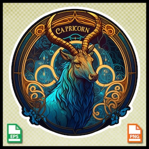 Steenbok Zodiac afdrukbare afbeelding, Zodiac png, Horoscoop eps, Astrologisch teken, Sterrentekens, Silhouette Cameo, Cricut, commercieel gebruik eps