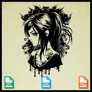 Goth Girl svg, Gótico eps, Silhouette Cameo4, Cricut, Cortar archivo, Gráfico de gato, Bruja, Gótico svg, Emo, Uso comercial, Clipart, Adolescente