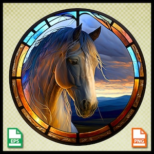 Un téléchargement imprimable cheval blanc, conception équine, graphique circulaire, poney png, clipart, utilisation commerciale, fichier eps, Silhouette Cameo, Cricut