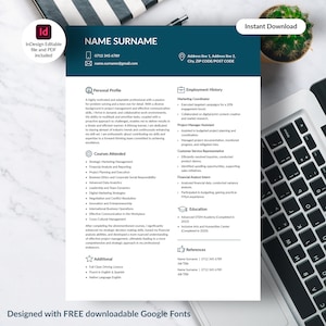 Clean Minimal Basic CV Resume curriculum vitae Mock up Template Design Editable PDF in English