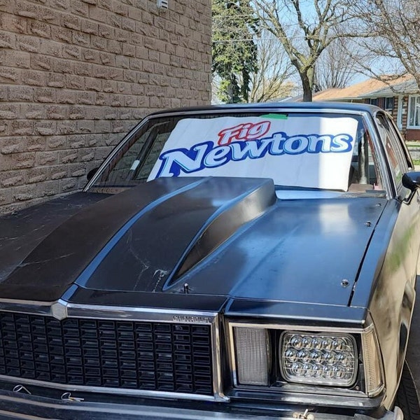 XL Fig Newtons car banner, Talladega Nights parody inspired windshield decal sticker - Meme decal, car sun banner, Large decal, race car