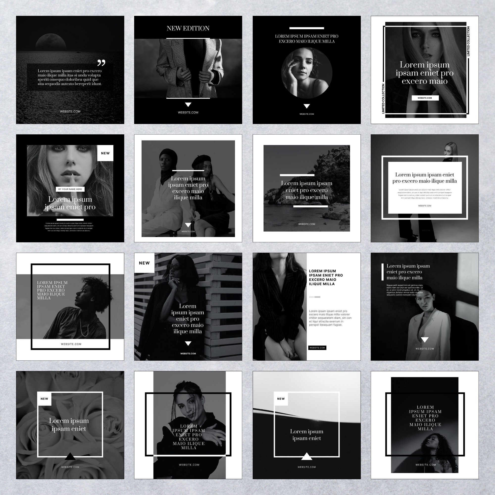 Black and White Instagram Templates - Etsy