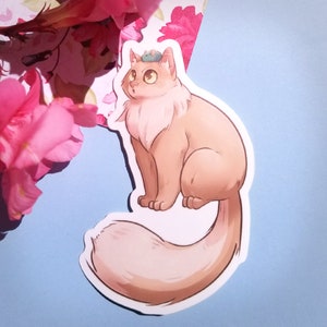 Fluffy cat - Sticker vinyle (6x9 cm)