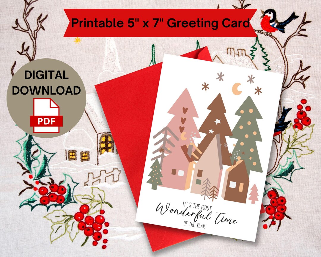 Downloadable, and Printable Christmas Greetings Card - Etsy