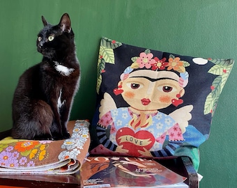 Frida Kahlo jacquard cushion cover