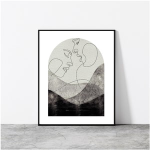 Lovers Line Art Watercolor Ketubah