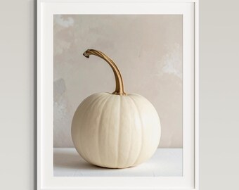 Jesienny plakat Dynia Dynie białe Dynia Cyfrowe pobieranie Sztuka Ścienna Sztuka Cottagecore Dekoracja Halloween różne formaty