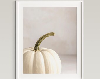 Jesienny plakat Dynia biała Dynia cyfrowa do pobrania Sztuka ścienna Cottagecore Dekoracja Halloween różne formaty