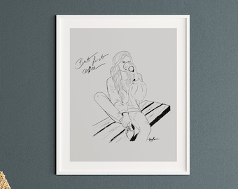 Kunstdruck Frau mit Kaffee Girl with Coffee Print DINA4