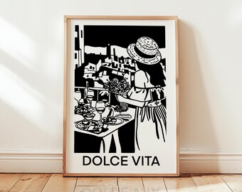 Plakat vintage Dolce Vita Retro Lato Włochy Wybrzeże Amalfi