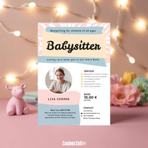 Bewerkbare Babysitter Flyer Canva Sjabloon Kinderopvangservice Afdrukbare Nanny Flyer Leuke Babysitter Poster Kinderopvang Oppas Advertentie Kinderopvang Ontwerp