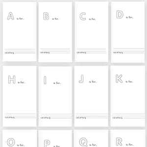 May include: A printable PDF planner for a baby shower, featuring an ABC coloring book. The design includes individual pages for each letter of the alphabet, with space for coloring. The text reads "BABY SHOWER ABC COLOR BOOK VERSION 2". The planner is available in A4, A5, Letter & Half sizes.