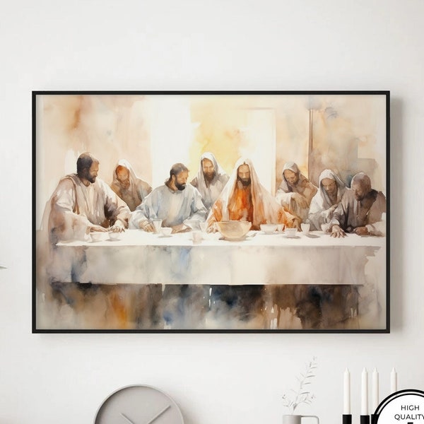 Jesus Last Supper Wall Art by Leonardo Da Vinci Artwork Religious Decor Christian Gift Jesus Art Christian Home Jesus Christ with 7 Apostles