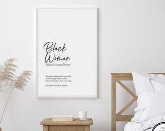 Black Woman Definition Print, Printable Typography Wall Art, Above The Bed Art, Black Girl Wall Art Black Women Art Poster, Digital Download