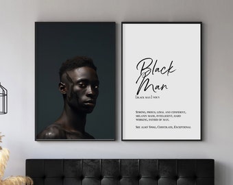 Black Man Definition Print, Black Art Set of 2 Black Men Prints, Black Art, African American Art, Black Man Art for Black Men, Melanin Kings