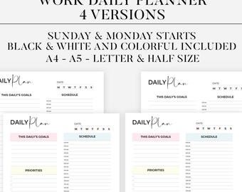 Printable Work Planner Printable Work Day Schedule Template Daily Productivity Planner Work To Do List Priority Matrix Office Fillable PDF