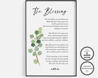 The Blessing Print, The Lord Bless You, Numbers 6:24-26, Printable Bible Verse, Scripture Art, Elevation Worship, Kari Jobe's Blessing Song