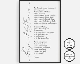 Saint Francis Prayer Bible Verse Print, Prayer Of St Francis Of Assisi Art Printable, Scripture Wall Art, Christian Gifts, Inspiring Quotes