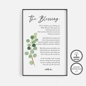 The Blessing Print, The Lord Bless You, Numbers 6:24-26, Printable Bible Verse, Scripture Art, Elevation Worship, Kari Jobe's Blessing Song