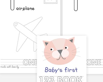 Libro da colorare per baby shower 123 Libro da colorare Il primo libro da colorare per neonati 123 Libro Gioco per baby shower Attività Libro dei numeri Pagine Gioco di conteggio Stampabile Pdf