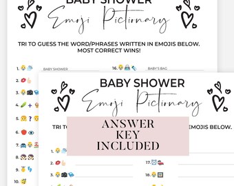 Juego de Pictionary de Emojis para Libros Infantiles / Juego de Emojis para Baby Shower / Pictionary de Emojis / Juego de Emojis para Libros de Bebés / Juegos para Baby Shower Imprimibles / PDF