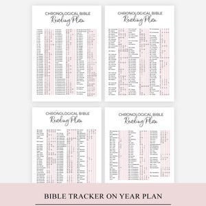 Piano di lettura cronologico della Bibbia Tracker della Bibbia stampabile Piano biblico di un anno Meditazione quotidiana per le donne Studio biblico Meditazione quotidiana per le donne