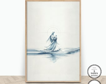 Star of the Sea, Maria Stella Maris Wall Art, Christian Art, Maria Poster, Hail Mary Print, Mother's Day Print Catholic Print Blessed Mother