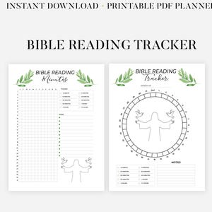 Bible Reading Tracker Printable, Christian Printable Pages, Chapter by Chapter Checklist Reading Log, Daily Bible Study Planner, A4 & Letter