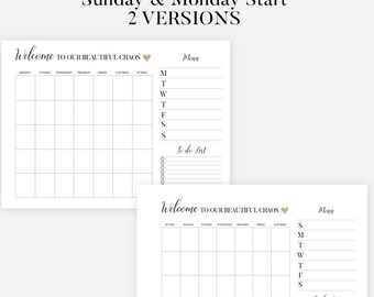 Monthly Meal Planner Printable,  Monthly Food Plan, Meal Prep, Menu Plan for Breakfast Lunch Dinner, Cute Food Prep PDF, Sunday Monday Start