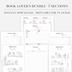 Registro de lectura imprimible, Seguimiento de lectura, Libros para leer, Lista de lecturas pendientes, Libros que he leído Registro de libros A4/A5/Carta/Tamaño medio Descarga instantánea en PDF