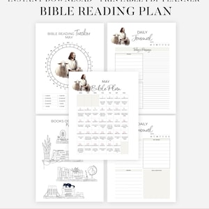 Rastreador de lectura bíblica imprimible, páginas cristianas imprimibles, registro de lectura capítulo por capítulo, planificador diario de estudio bíblico, tamaño A4 y carta