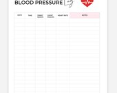 Blood Pressure Log Printable, Instant Download, Medical Tracker, Blood Pressure Tracker, Blood Pressure Chart PDF, Printer Friendly Sheet