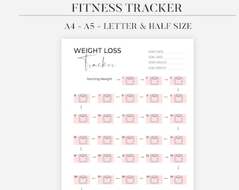 Weight Loss Tracker Printable Journal Page, Fitness Log (Digital Download)