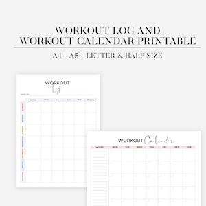 Exercise Tracker, Workout Tracker, Workout challenge, Fitness log workout log template Fitness Tracker Weight Loss Tracker Workout Printable