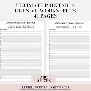 41 Pages Hand Writing Workbook | Practice Cursive Worksheets | Beginner  | Easy Template Lettering | Hand Lettering Workbook Penmanship Pdf