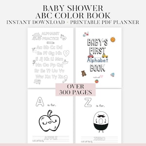 ABC Baby Shower Coloring Book A-Z Alphabets Learning Baby Shower Game Baby&#39;s First Activity Gift Ideas Game DIY Baby Book PRINTABLE Digital