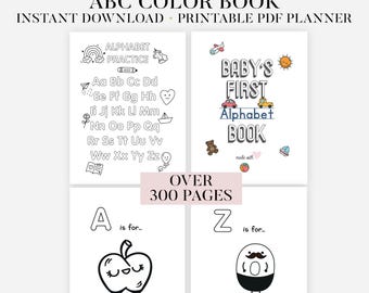 ABC Baby Shower Coloring Book A-Z Alphabets Learning Baby Shower Game Baby's First Activity Gift Ideas Game DIY Baby Book PRINTABLE Digital