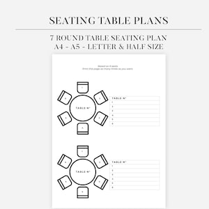 Druckbarer Hochzeitstisch Sitzplan Vorlage, Sitzplan, Runder Tisch Sitzplan, Event Tisch Sitzordnung, A4 Platzplaner