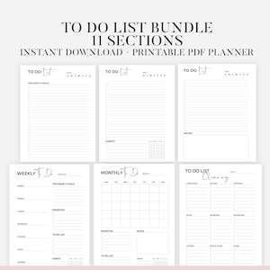 To do list printable to do list bundle to do list planner page productivity pages to do list template daily schedule Minimal Tasks List A4