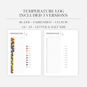 Temperature Log, Bullet Journal, Printable Journal Page, Planner Page, Temperature Tracker, Weather Tracker, Weather Log, Track Temperature