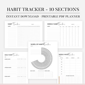 Habit Tracking Printable, Goal Tracking Pdf, Trackers Printable Habit and Goal Tracker Printable 8 Week Habit tracker 30 Day Habit Challenge
