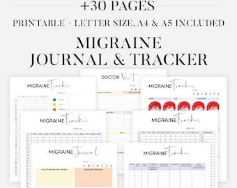 Migraine Tracker Printable Migraine Journal Pain Tracker Headache Log Chronic Health Insert Migraine Positive Affirmations Bullet Journal