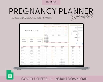 Editable Planner Google Sheet Digital Pregnancy Planner Hyperlinked Pregnancy Planner Journal Goodnotes Pregnancy Planner for First Time Mom