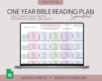 Tracker cronologico del piano di lettura della Bibbia Tracker della Bibbia Piano biblico di un anno Meditazione quotidiana per le donne Studio biblico Foglio di calcolo Google Bibbia in un anno