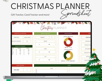 Christmas Gift Tracker, Xmas Google Sheets Template, Christmas Planner For Gifts, Christmas Budget Planning, Christmas Gifts Tracker Digital