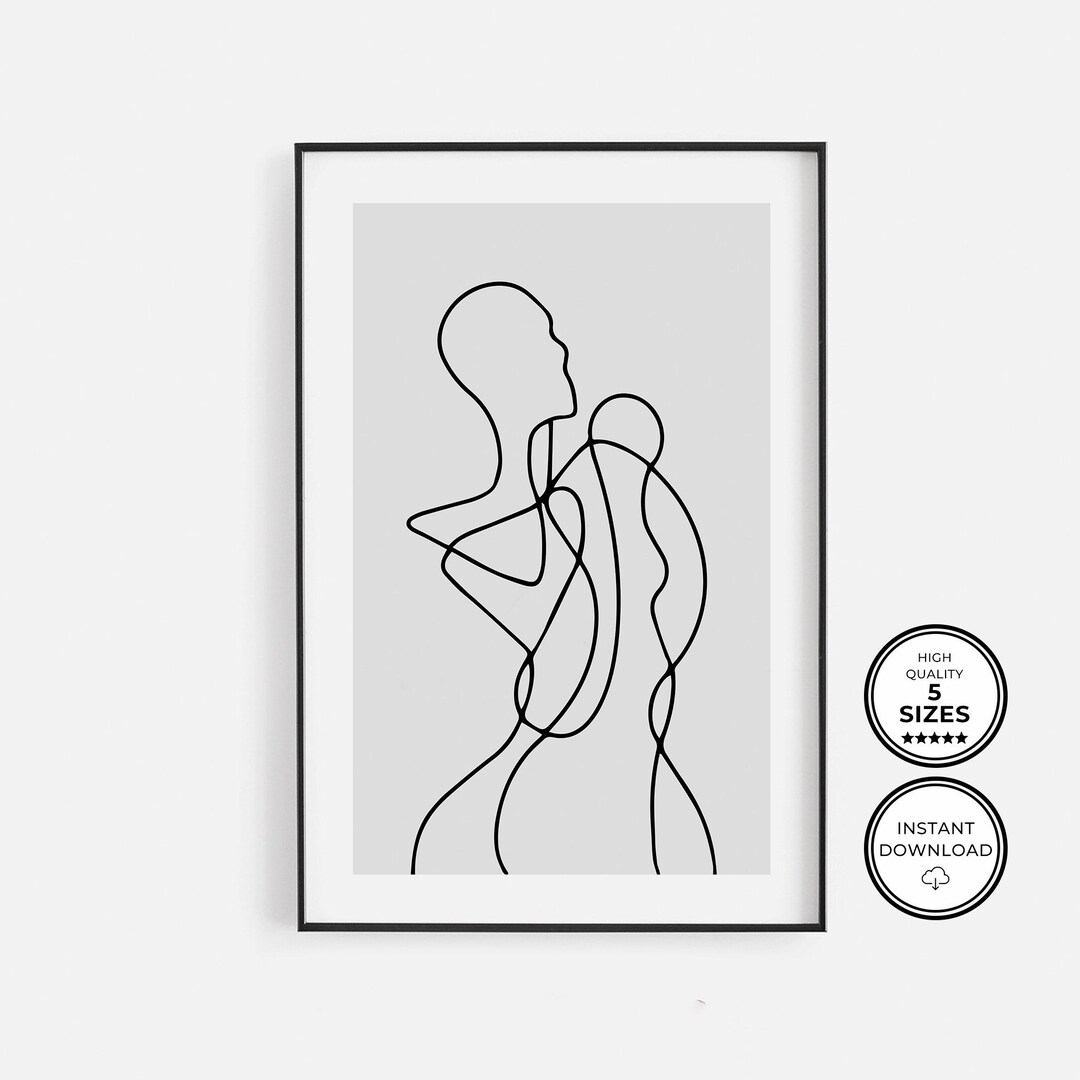 Woman Line Drawing, Printable Female Body Art, Woman Body Art