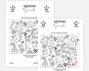 Wedding Hidden Object Game, Printable Can You Find 60 Hearths, Reception Activity, Bridal Shower Game, ispy Wedding Wedding Game diy Wedding